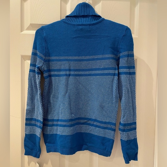 Karen Scott Blue/White turtle neck sweater - Picture 2 of 4